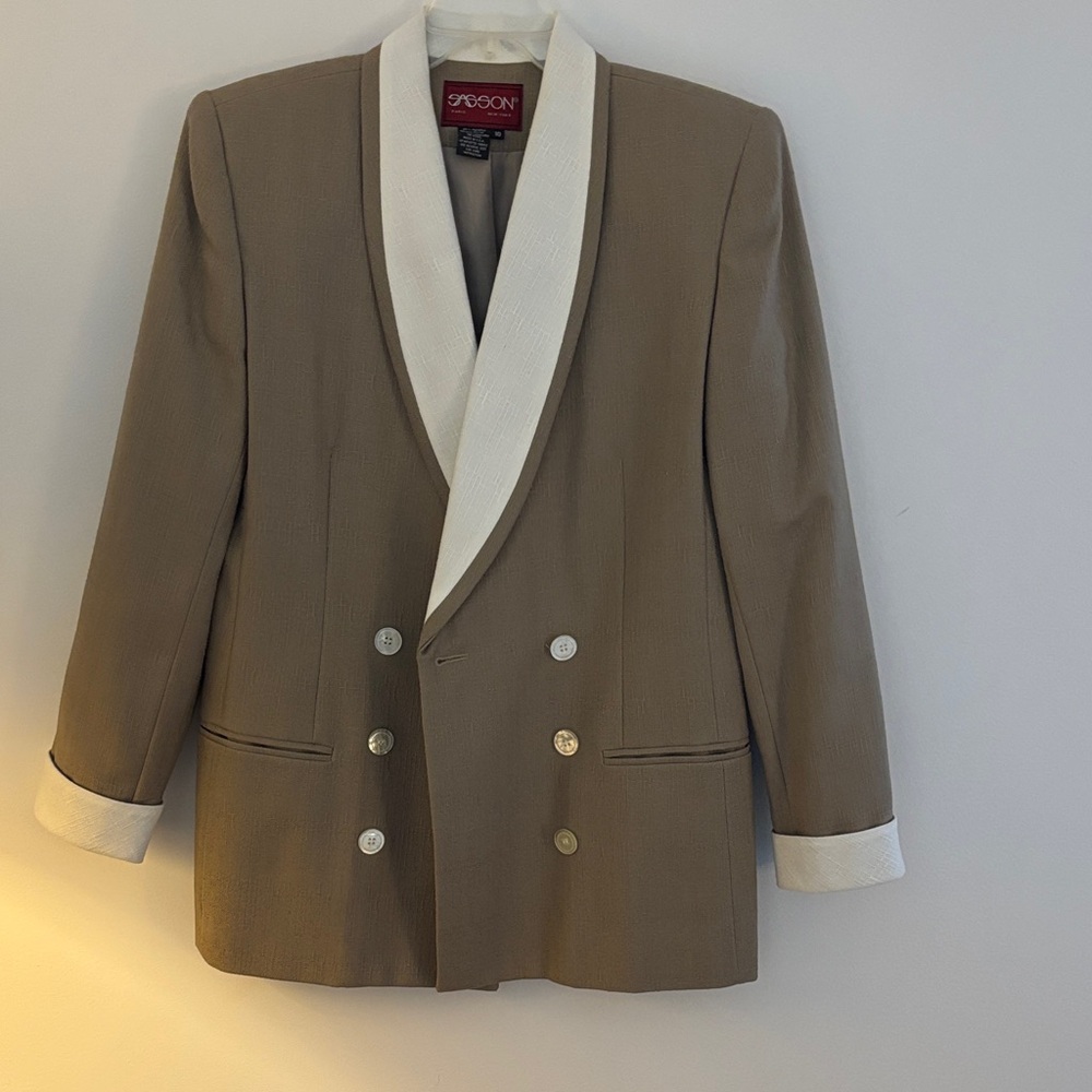 Sasson Jeans Tan Blazer with White Trim